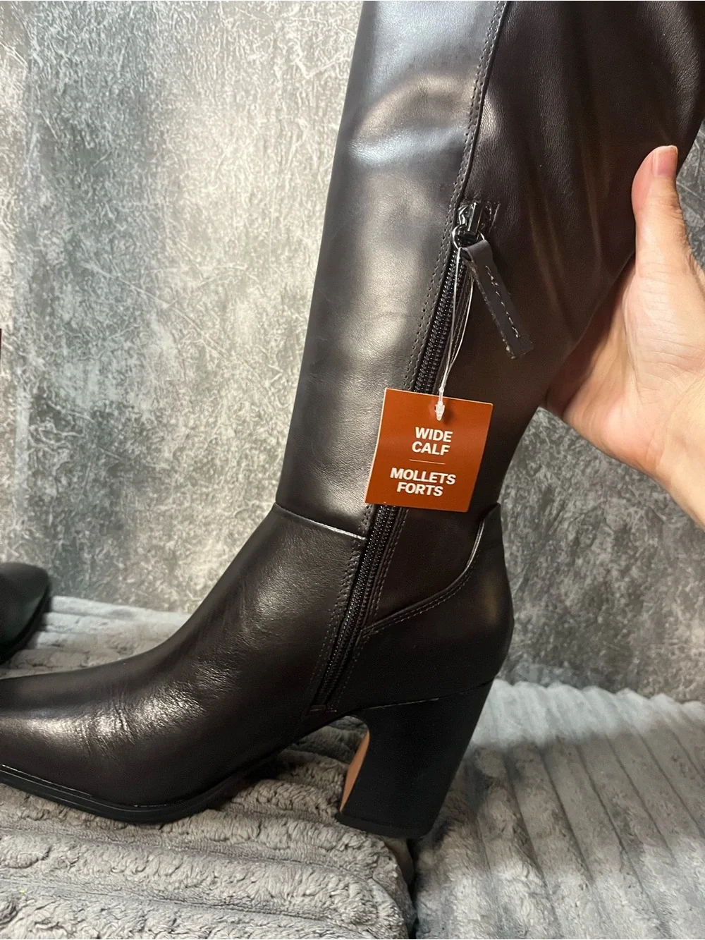 Franco Sarto Brown Leather Block Heel Boots new Sz 6